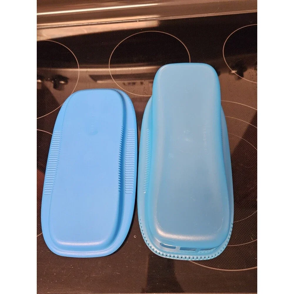 Blue Tupperware Microwave Pasta Maker Spaghetti Cooker #6775A W/ Lid #7209A EUC